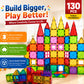 LATI 130-Piece Magnetic Tiles Building Toy Large Set for Kids,Magnetic Building Blocks Construction Set,Open-Ended Play STEM Educational