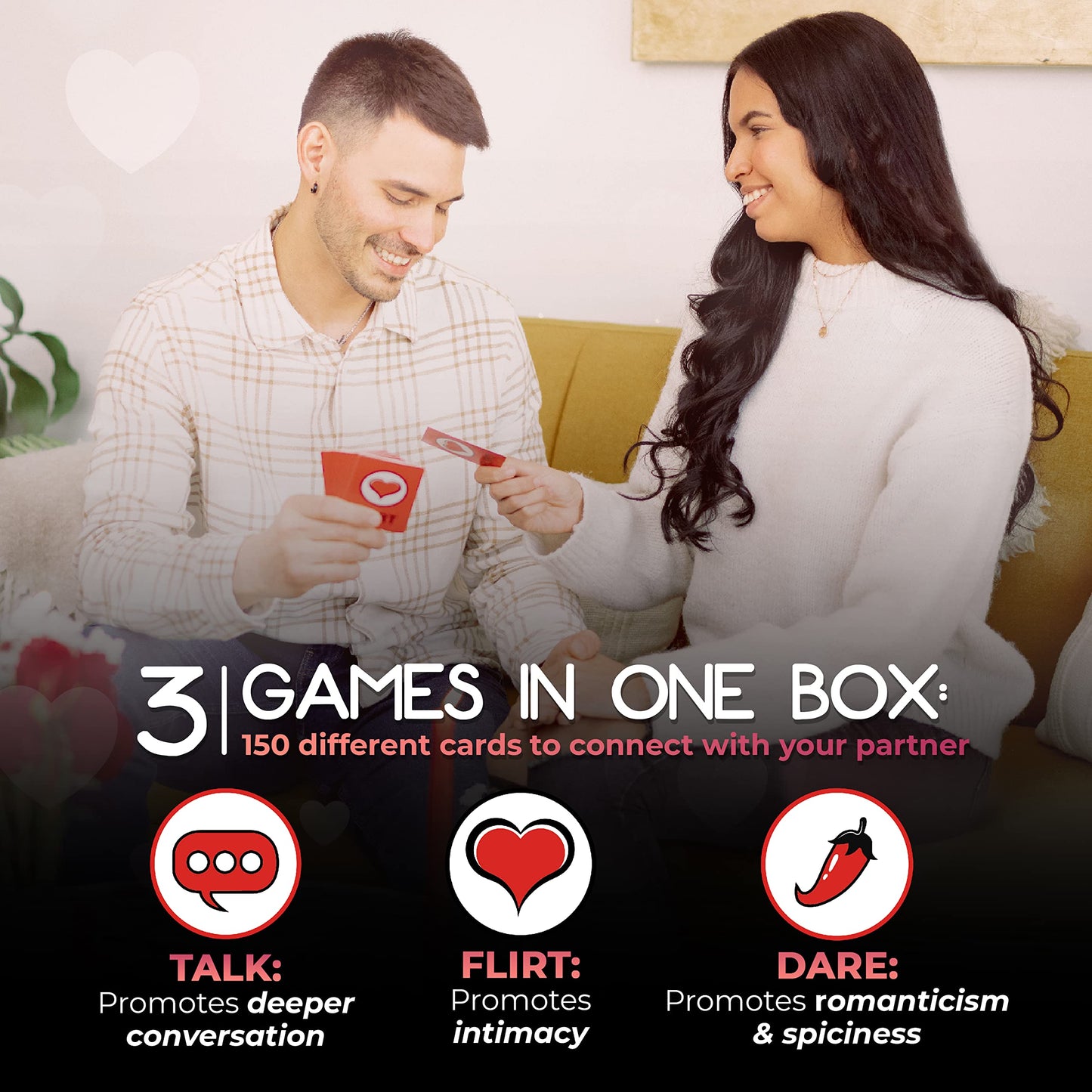 Talk Flirt Dare Couples Game, Gift for Couples, Fun Romantic Date Night Card Game, Conversation and Challenge Cards to Build Connection, Intimacy