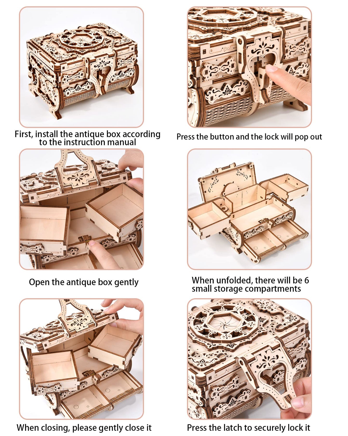 Varbertos 3D Wooden Puzzle Mechanical Treasure Box, Wood Creative Assembly Model Building Kits to Build for Adults and Teens, DIY Wooden Puzzle