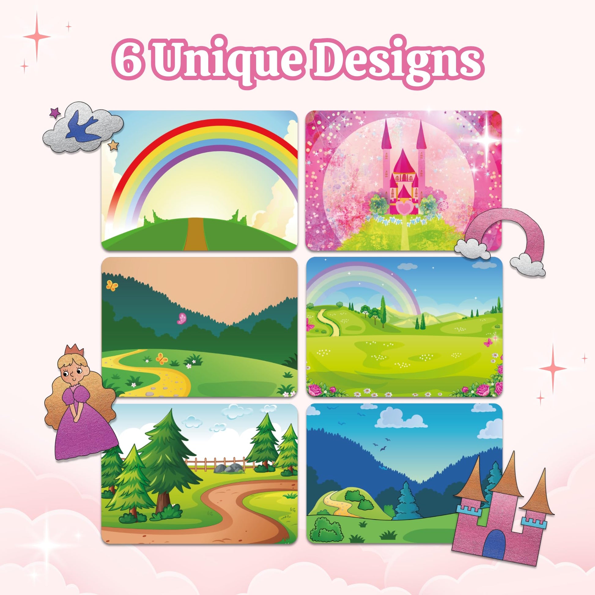 Luna Bear Foil It Fun Art Kit - Magical Princess & Unicorns Craft Set | Sparkly Foil Art for Kids Ages 4-8 | Mess-Free & Screen-Free Fun