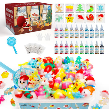 Kiditos Christmas Magic Water Elf Toy Kit, Magic Gel Water Pets with 20 Gels &10 Molds, DIY Squishy Maker Set, Christmas Gifts, Birthday Gifts, Party