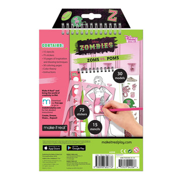 Make It Real Disney Zombies Fashion Design Sketchbook for Girls - Create Outfits for Addison & Bree with Stickers, Stencils, Design Guide - Creative