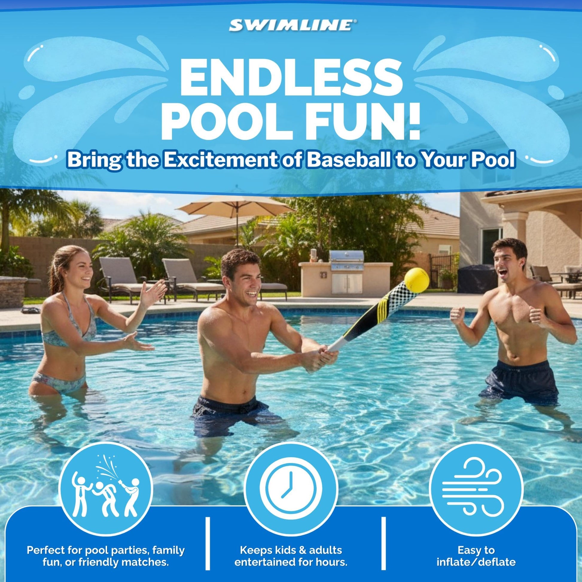 Swimline | Neoprene Pool Game and Water Toy for Kids | Baseball Set
