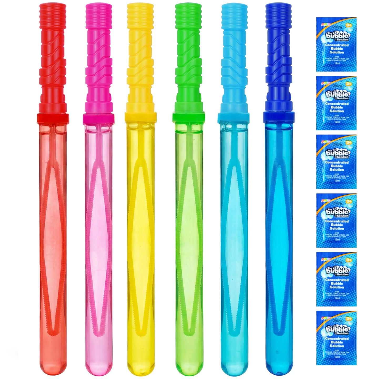JOYIN 14.6’’ Big Bubble Wands for Kids, 6 PCS Bubble Wand with Refill Solution for Summer Toy Party Favor, Outdoors Toy Activity, Easter Basket