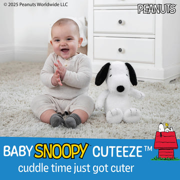 Kids Preferred Peanuts Charlie Brown Snoopy Plush with Crinkle Feet, Extra Soft Stuffed Animal Toy for Baby Toddler Boys & Girls 12 Inch Size