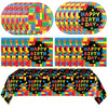 41 PCS Building Block Party Supplies,Colorful Paper Plates and Napkins with Building Block Disposable Plastic Table Cover for Happy Building Blocks