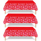 Herytem 3-Piece 54 x 108 Inch Valentine’s Day Plastic Tablecloth - Red Heart Disposable Rectangle Table Covers for Romantic Party, Love Decorations