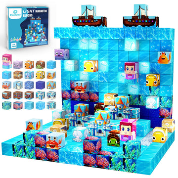 Magnetic Blocks for Kids, 100PCS Mermaid Magnetic Cube Building Set Toys