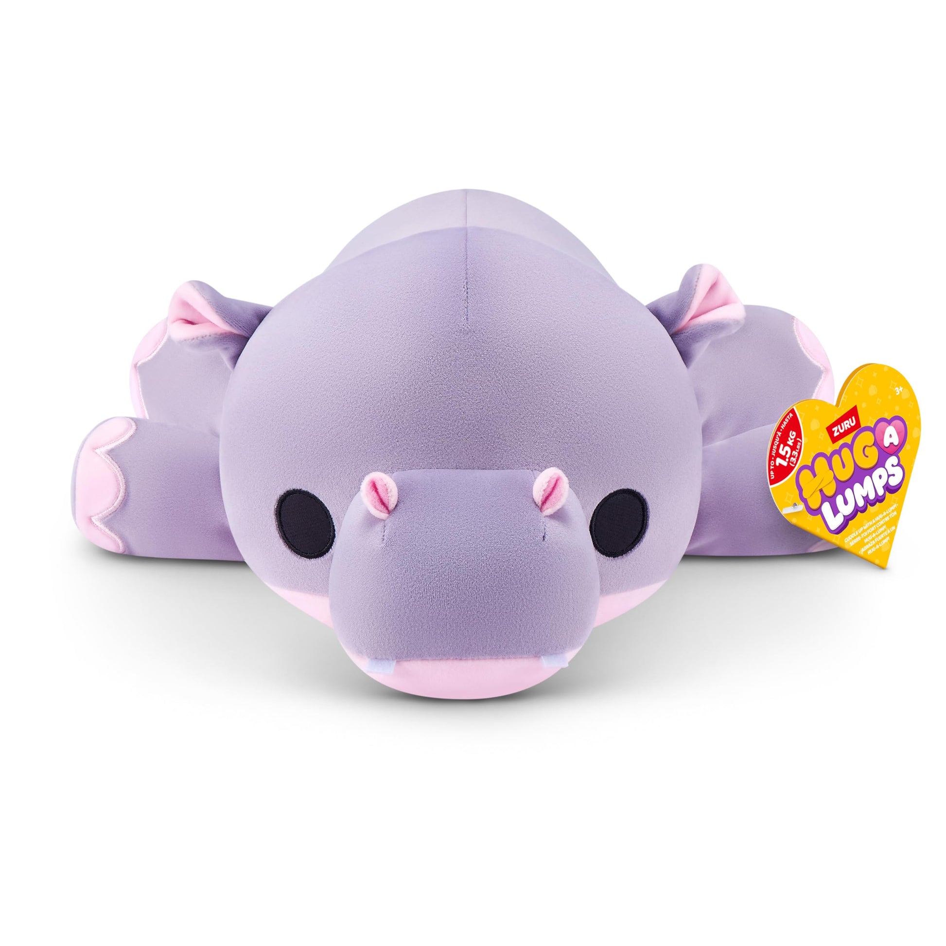 Hug-A-Lumps Hippo Harley by ZURU, Medium, 3.3 lbs, Cuddly Squishy Weighted Plush, Sleeping Pillow Plush, Stuffed Animal (Hippo)