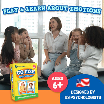 ThinkPsych Go Fish - Faces & Feelings Card Game Social Emotional Learning Game for Kids Ages 6+ | Teaches Emotions Through Play | 2-6 Players | Home