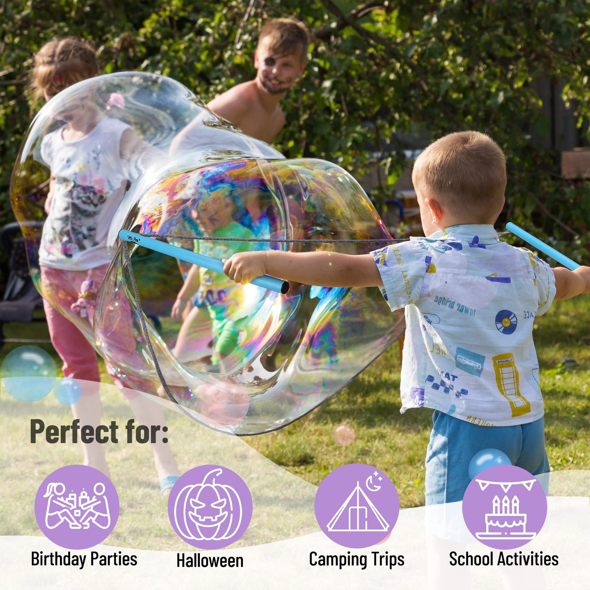 Mr. Pen- Giant Bubble Wands Kit, 3 pcs, 1 Wand & 2X Big Bubble Concentrate