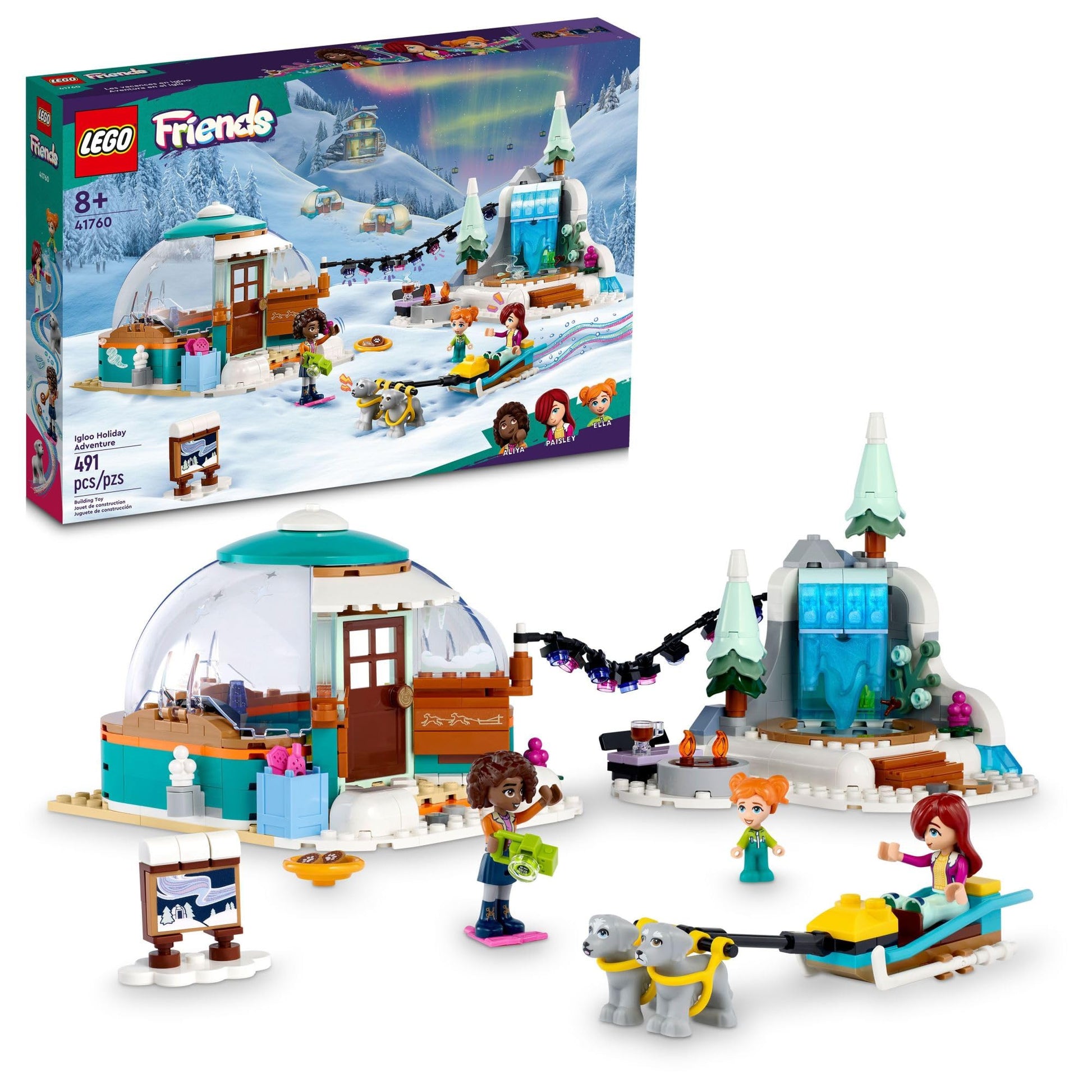 LEGO Friends Igloo Holiday Adventure 41760 Building Toy Set for Ages 8+, with 3 Dolls, 2 Dog Characters, A Winter Themed Gift for Kids 8-10 Who Love