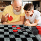 Win SPORTS 3 in 1 Giant Checkers,Mega Tic Tac Toe,Indoor Outdoor Jumbo Classic Board Games,30”Reversible Rug with 24 Checkers Pieces,Checkers Cloth