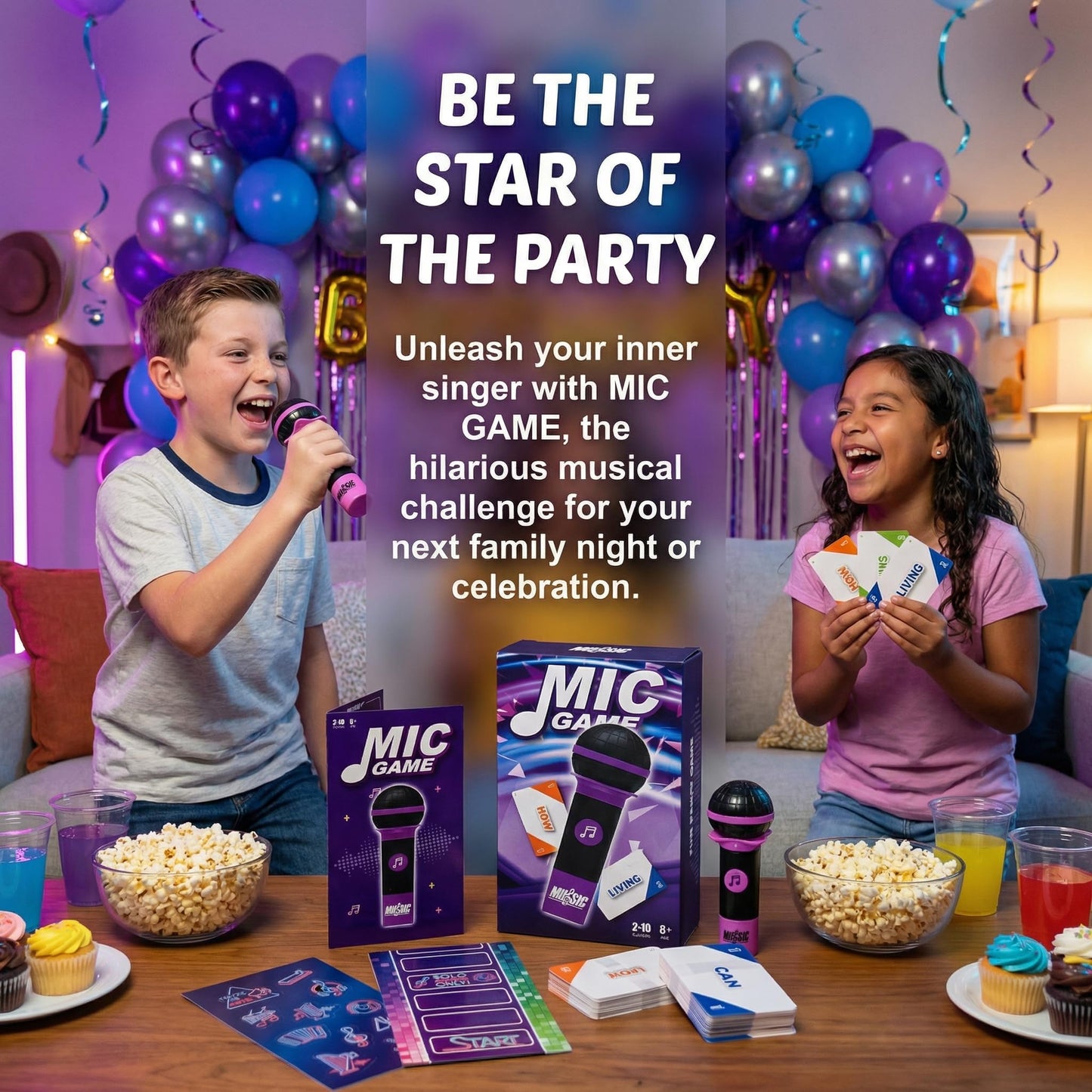 ATG Mic Karaoke Party Game - Hilarious Singing Challenge for Families & Friends with 250 Song Lyrics - Perfect for Game Nights & Birthday Parties 8