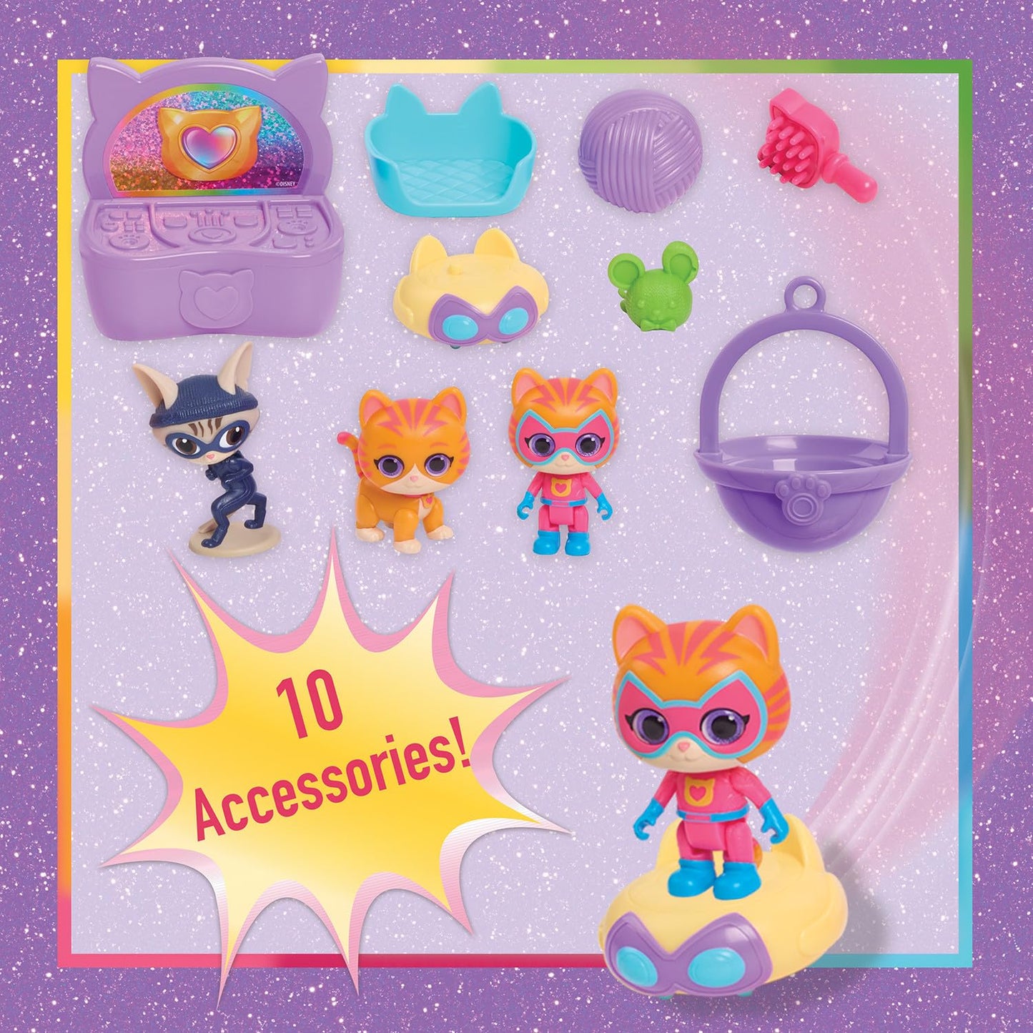 Disney Junior SuperKitties Purr ‘N’ Play Playset and Figures, 12-Pieces, Lights and Sounds, Kids Toys for Ages 3 Up by Just Play