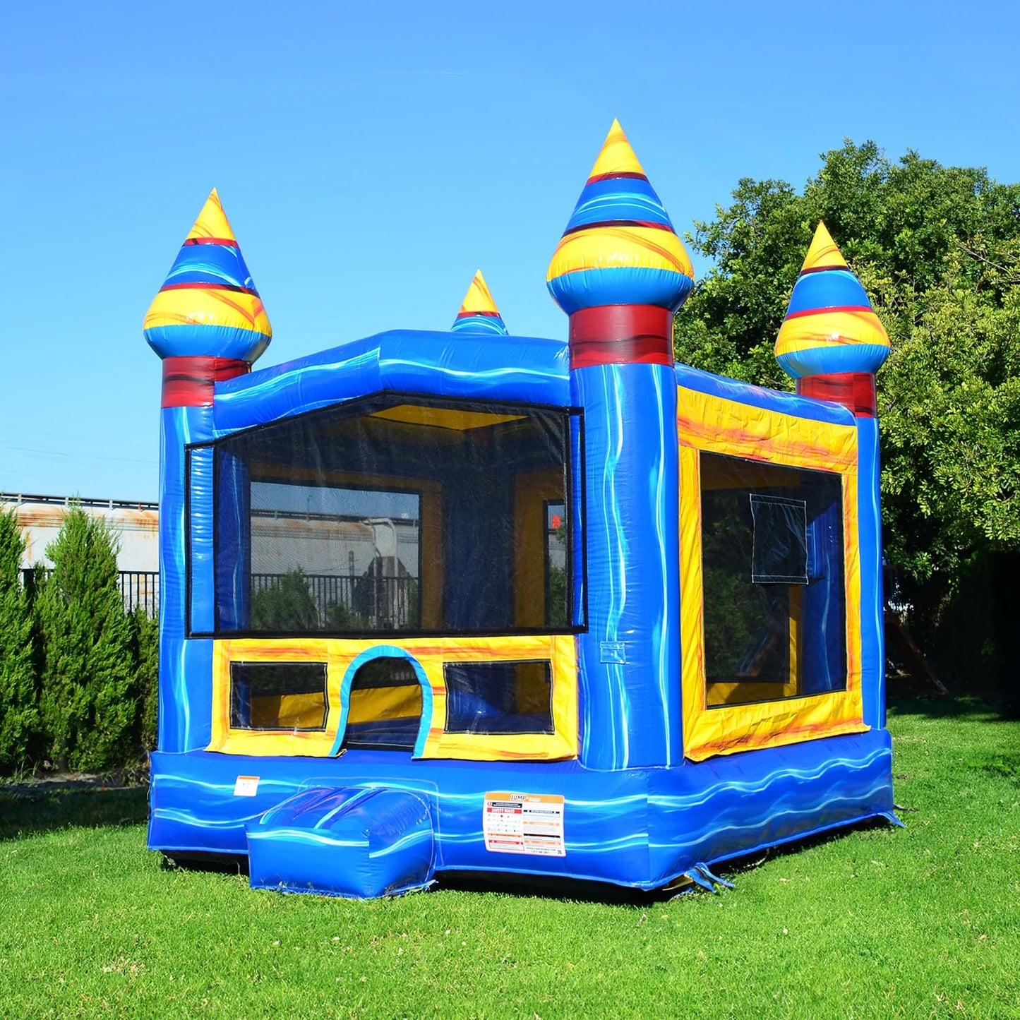 JumpOrange 13’x13’x16’ Melting Arctic Bounce House with Blower & Basketball Hoop ; 15oz Commercial Grade PVC Vinyl, Inflatable Jumper for Kids
