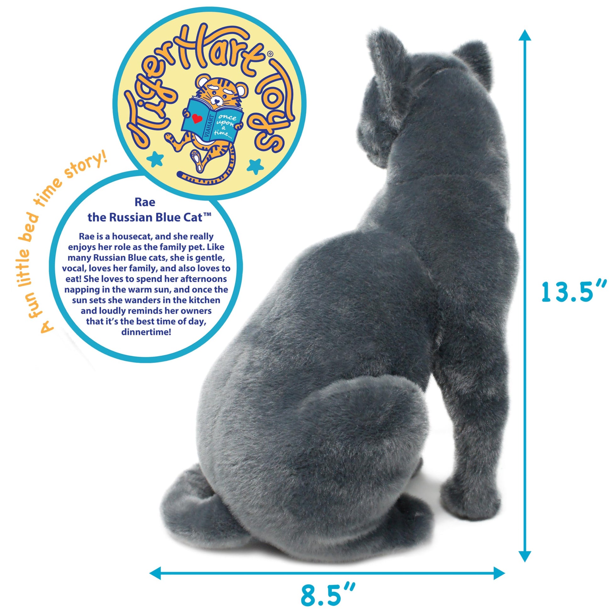 TigerHart Rae The Russian Blue Cat - 12 Inch Grey Stuffed Animal Plush Gray Cat