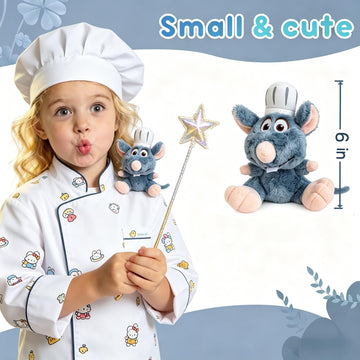 HSEFOGC 6" Magnetic Chef Rat Plush - Shoulder Riding and Hanging Keychain Toy