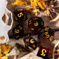 The Crooked Moon Sharp Resin Dice Set - 7-Piece Engraved TTRPG Dice with Golden Moon Design | Premium Polyhedral Dice for Tabletop RPGs & Collectors