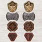 ENHANCE Tabletop Treasure Token Set - 40 Metal MTG Tokens (x10 Each Design) with Acrylic Assorted Gems (40+) and Drawstring Pouch, Counters for RPG