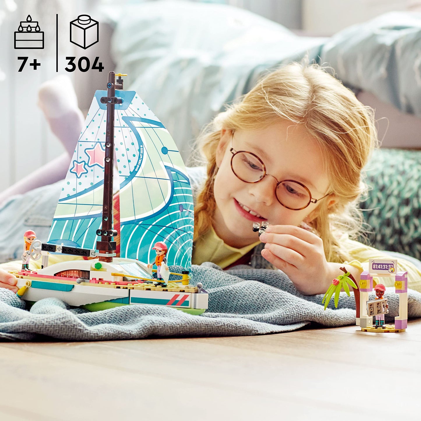 LEGO Friends Stephanie's Sailing Adventure Toy Boat Set 41716, Sailboat Building Toy with Island, Drone, and 3 Mini Figures, Creative Sailing Gift