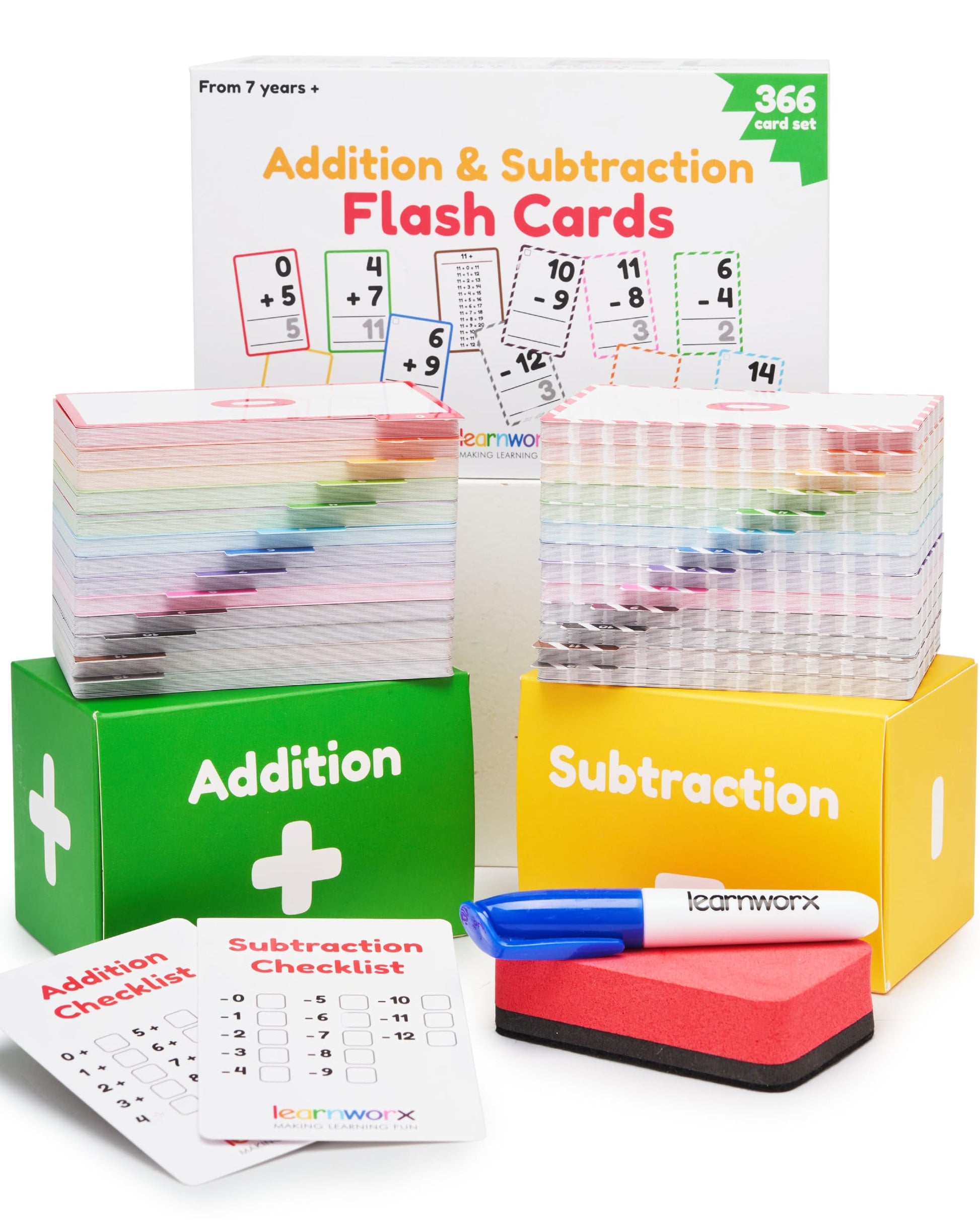Addition and Subtraction Flash Cards 1st Grade | 366 Math Flash Cards 2nd Grade & 3rd | Subtraction & Addition | Math Facts 0-12 | for Kids Ages 4 5 6