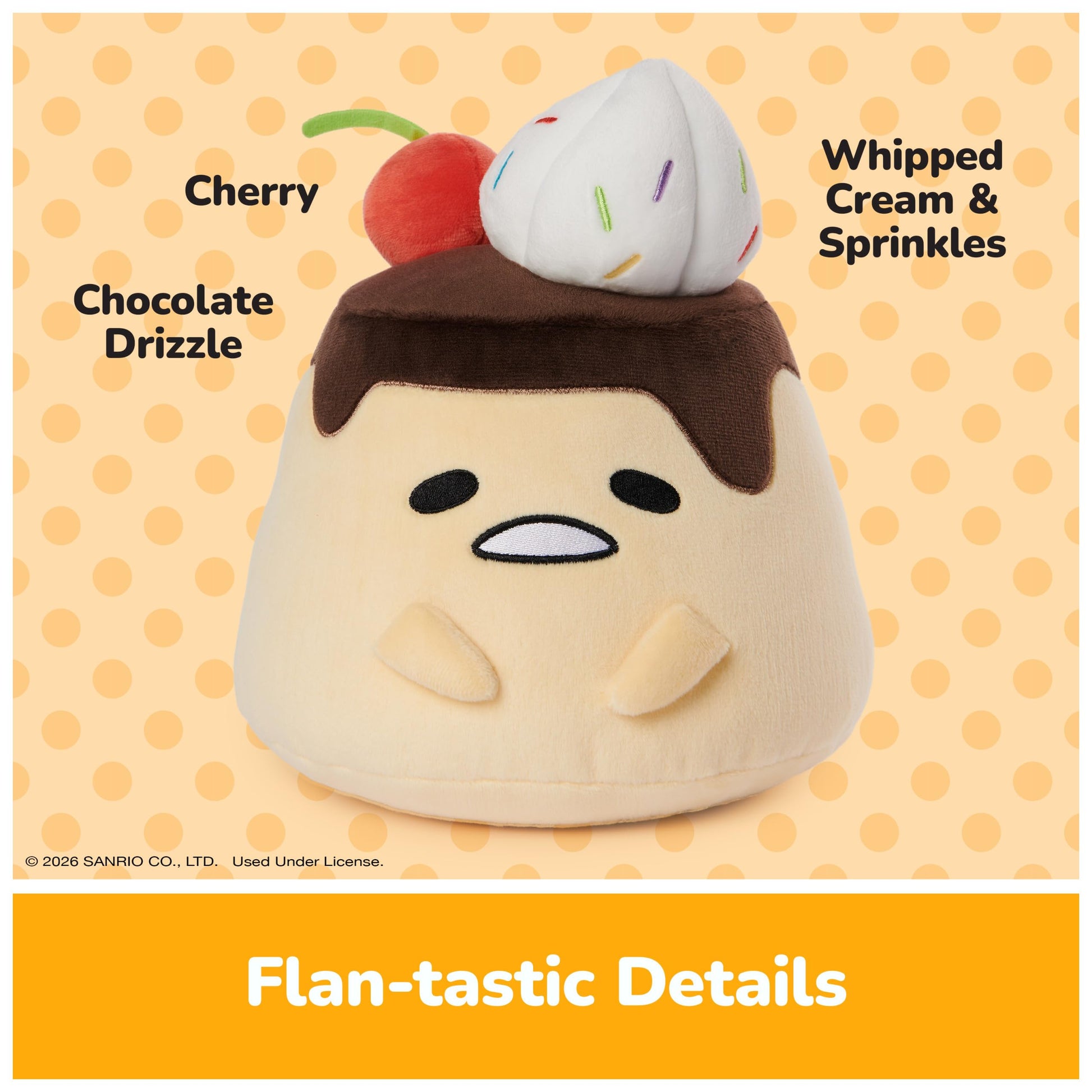 GUND Sanrio Flan Gudetama 9-Inch Egg Dessert Plush Toy; Ages 1+