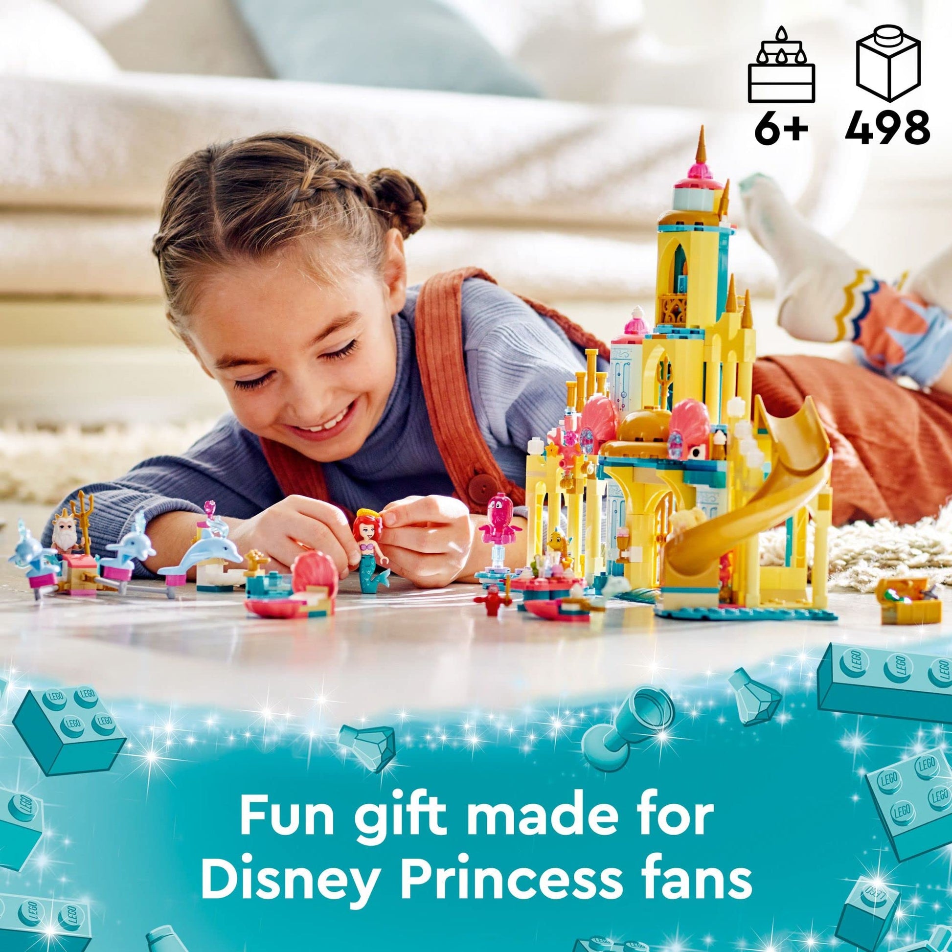 LEGO Disney Princess Ariel’s Underwater Palace 43207, Buildable Castle Toy, Present Idea for Kids, Girls and Boys Aged 6+ with The Little Mermaid