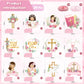 24Pcs First Communion Decorations for Girls - Pink Floral Baptism Centerpieces for Tables Baptism Decorations Honeycomb Centerpiece Double Sided Table
