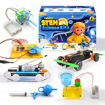 6-in-1 STEM Home Lab Science Kit for Kids Age 8-12, Boys & Girls 9 10 11 13 14 Year Old Educational Adventure Set: Tank & Car Building, Saltwater