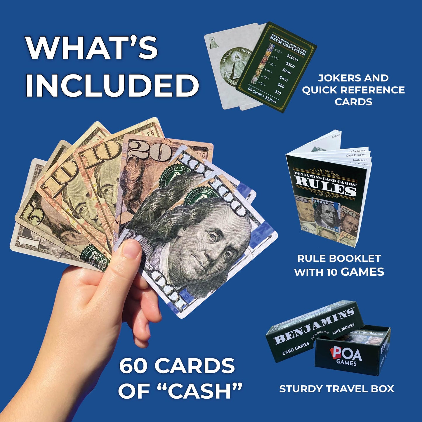 Benjamins Cash Cards - Money-Themed Card Games for Teens, Families & Adults. Fast-Paced Card Games for Parties, Travel and Game Night Where the Most