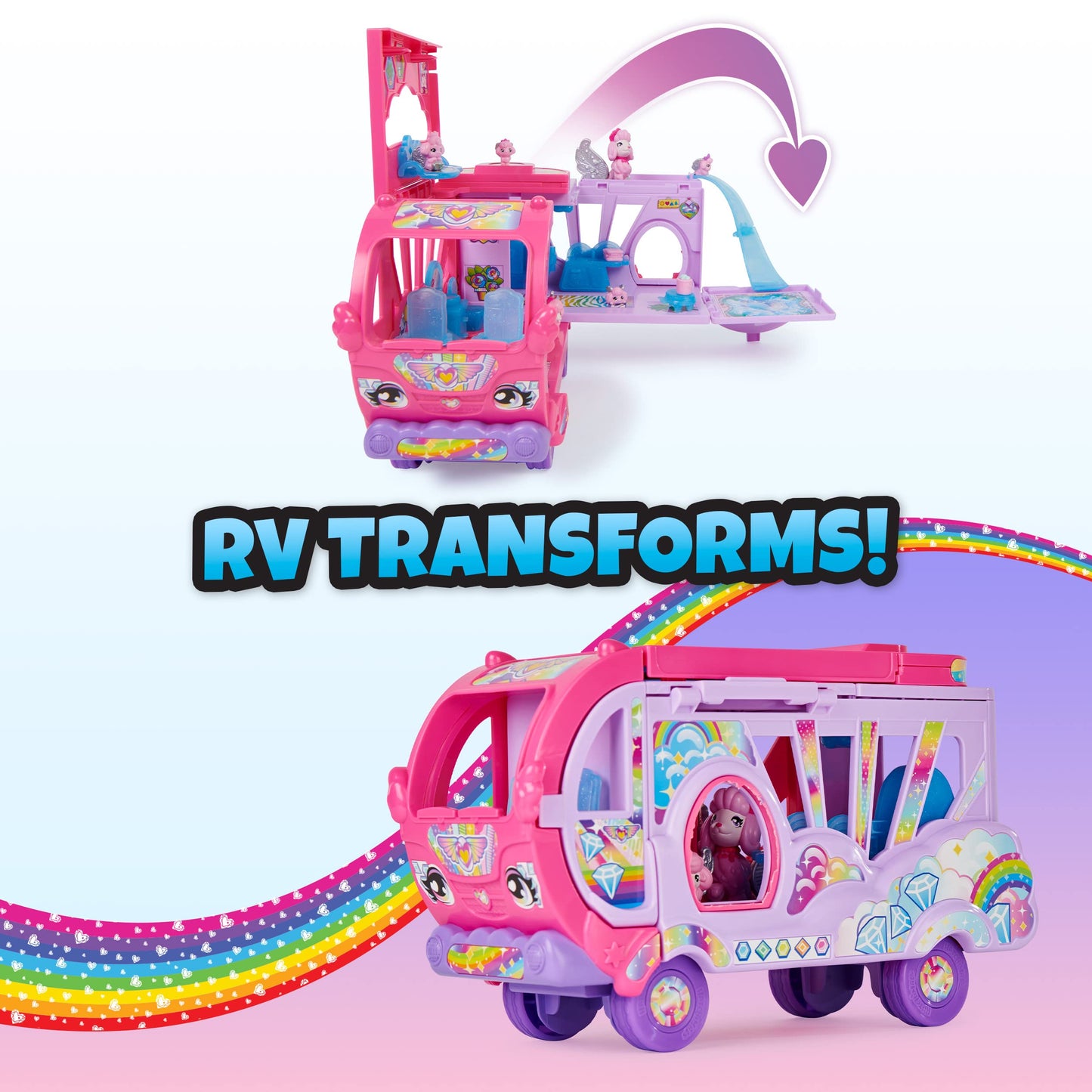 Hatchimals CollEGGtibles, Transforming Rainbow-Cation Camper Toy Car with 6 Exclusive Characters, 10 Accessories, Kids Toys for Girls Ages 5 and up