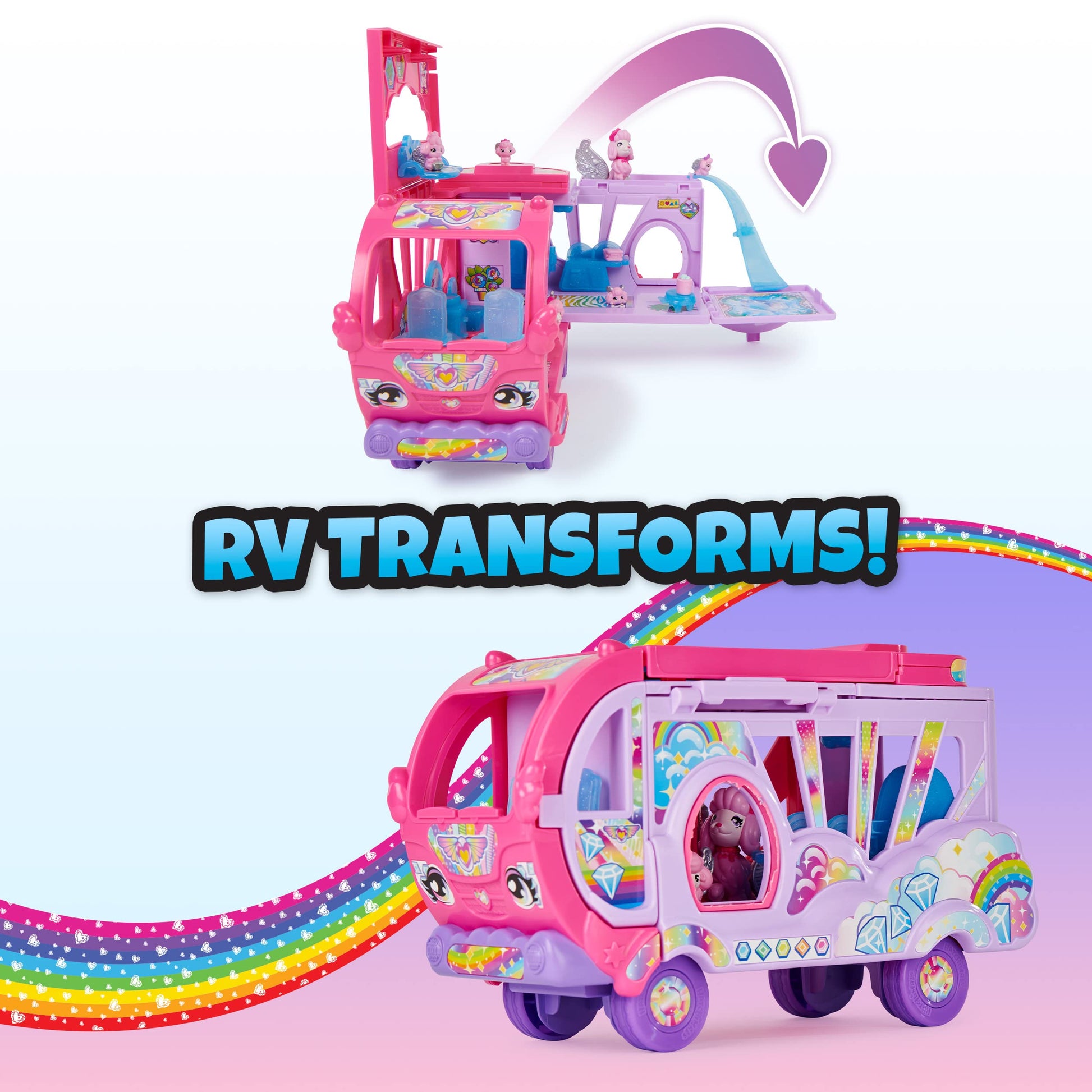 Hatchimals CollEGGtibles, Transforming Rainbow-Cation Camper Toy Car with 6 Exclusive Characters, 10 Accessories, Kids Toys for Girls Ages 5 and up