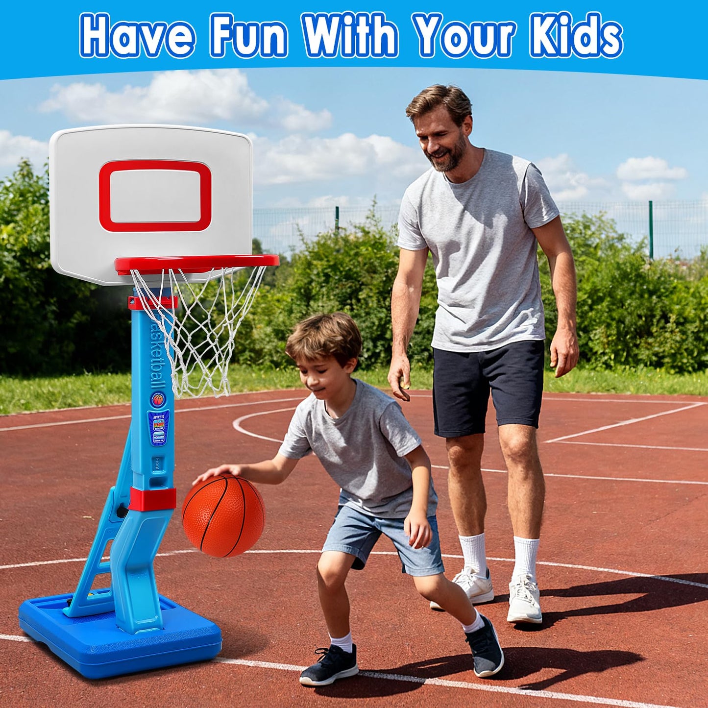 Toddler Basketball Hoop Set, Adjustable Kids Basketball Hoop for Boys Girls