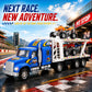 Liberty Imports Auto Hauler Big Rig Toy Semi Truck Car Carrier Transporter Trailer 1:48 Scale Friction Powered Wheeler Vehicle with 4 ATVs Dirt Bike