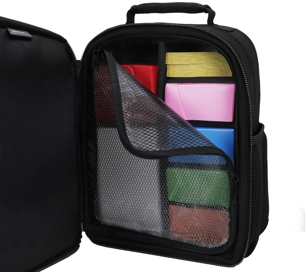 ENHANCE Collector's Edition Small Card Backpack - Card Defender Screen, Storage for Dice Bag, Deck Boxes - TCG Backpack with Playmat Holder