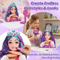 Princess Hair Styling Doll Head Makeup Kit for Girls- Purple & Teal Two-Tone Wavy Hair Salon Set with 20+ Accessories - Makeup & Braiding Playset