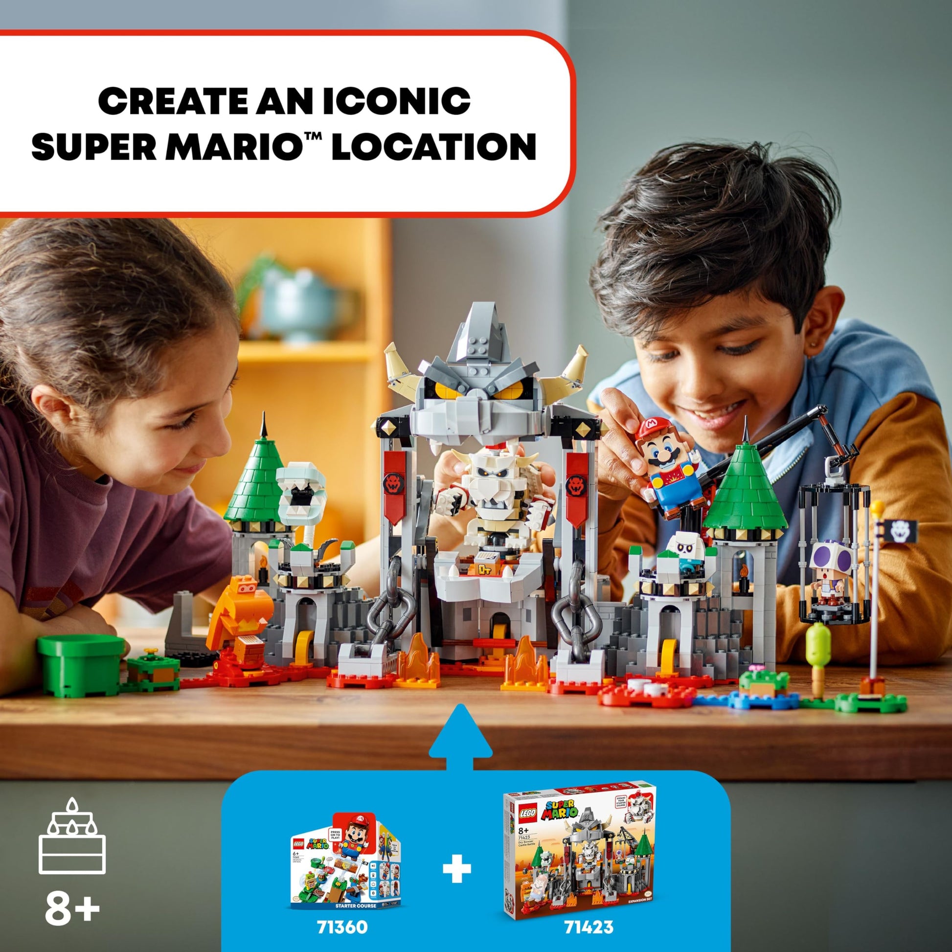 LEGO Super Mario Dry Bowser Castle Battle Expansion Set, Buildable Game with 5 Super Mario Figures, Collectible Playset to Combine with a Starter