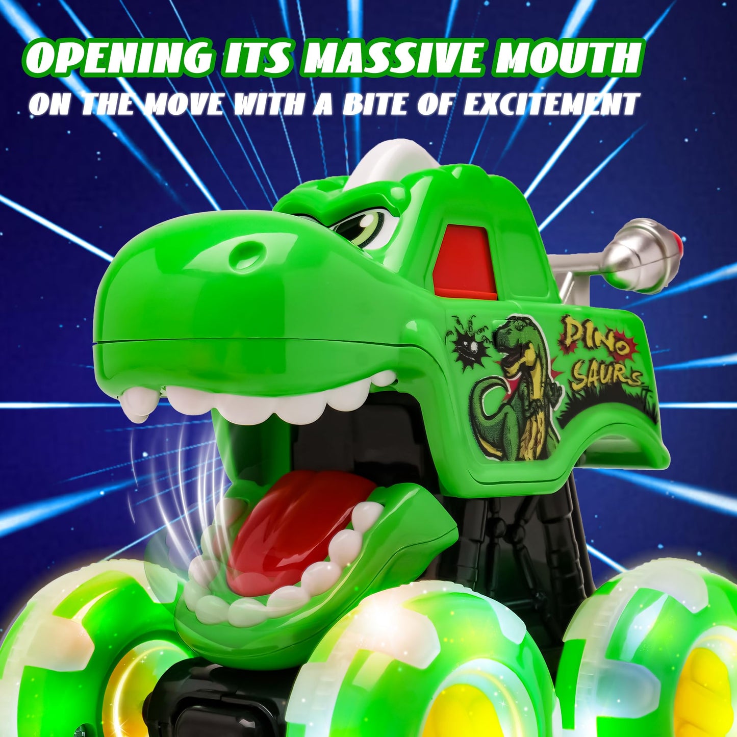 Monster Truck Toy for Kids Toddlers 1-3, Light up Wheels Dinosaur Car Toys