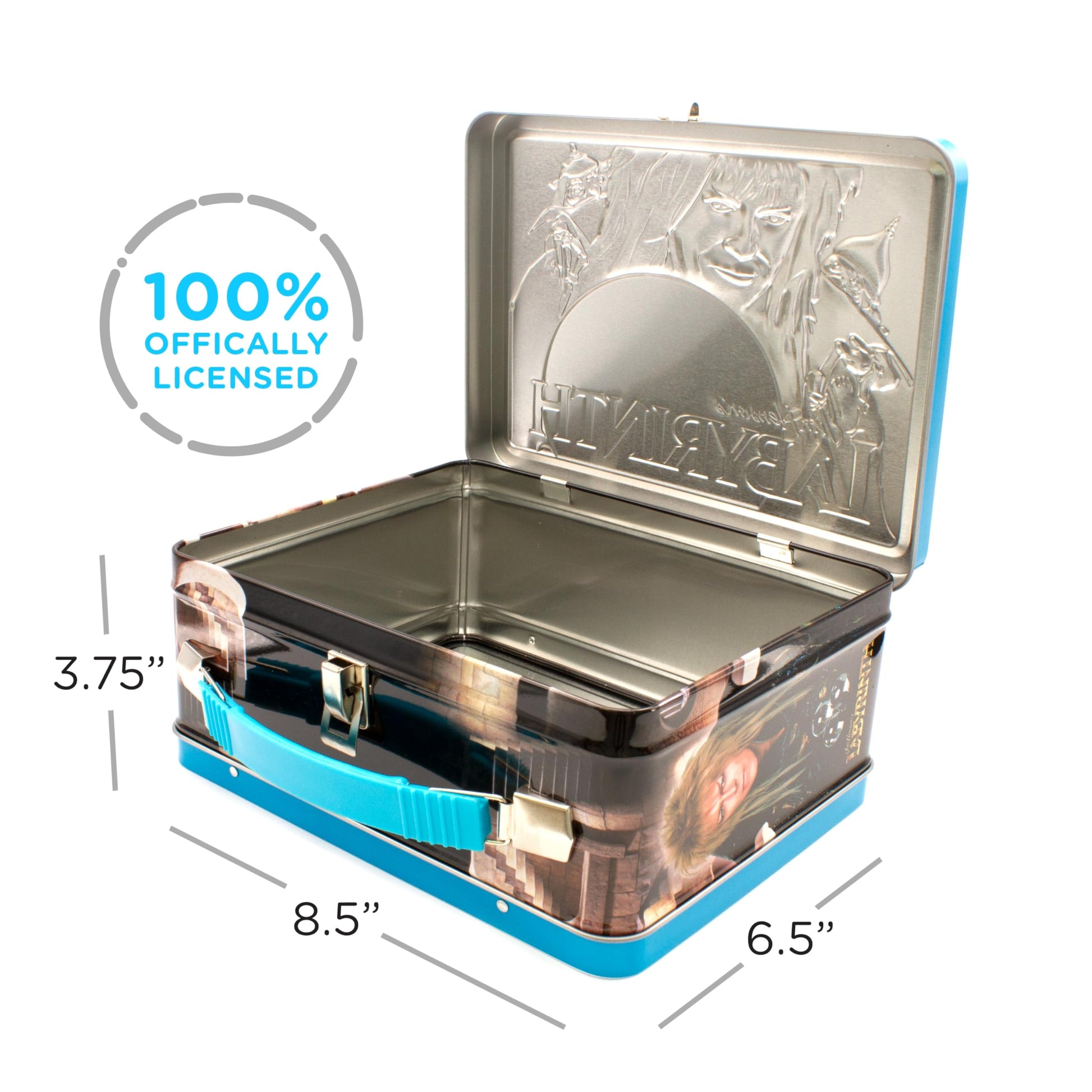 AQUARIUS Labyrinth Large Fun Box - Sturdy Tin Storage Box with Plastic Handle & Embossed Front Cover - Officially Licensed Labyrinth Merchandise &
