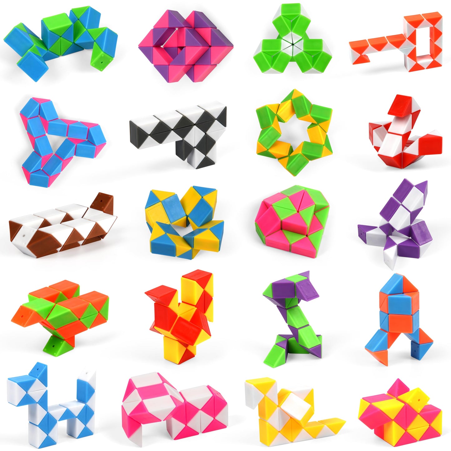 Neureyte 35 Pack 24 Blocks Magic Snake Cube Toy,Fidget Mini Snake Cube Puzzle Toy for Kids,Mini Plastic Puzzle Cube Toy for Kids Party