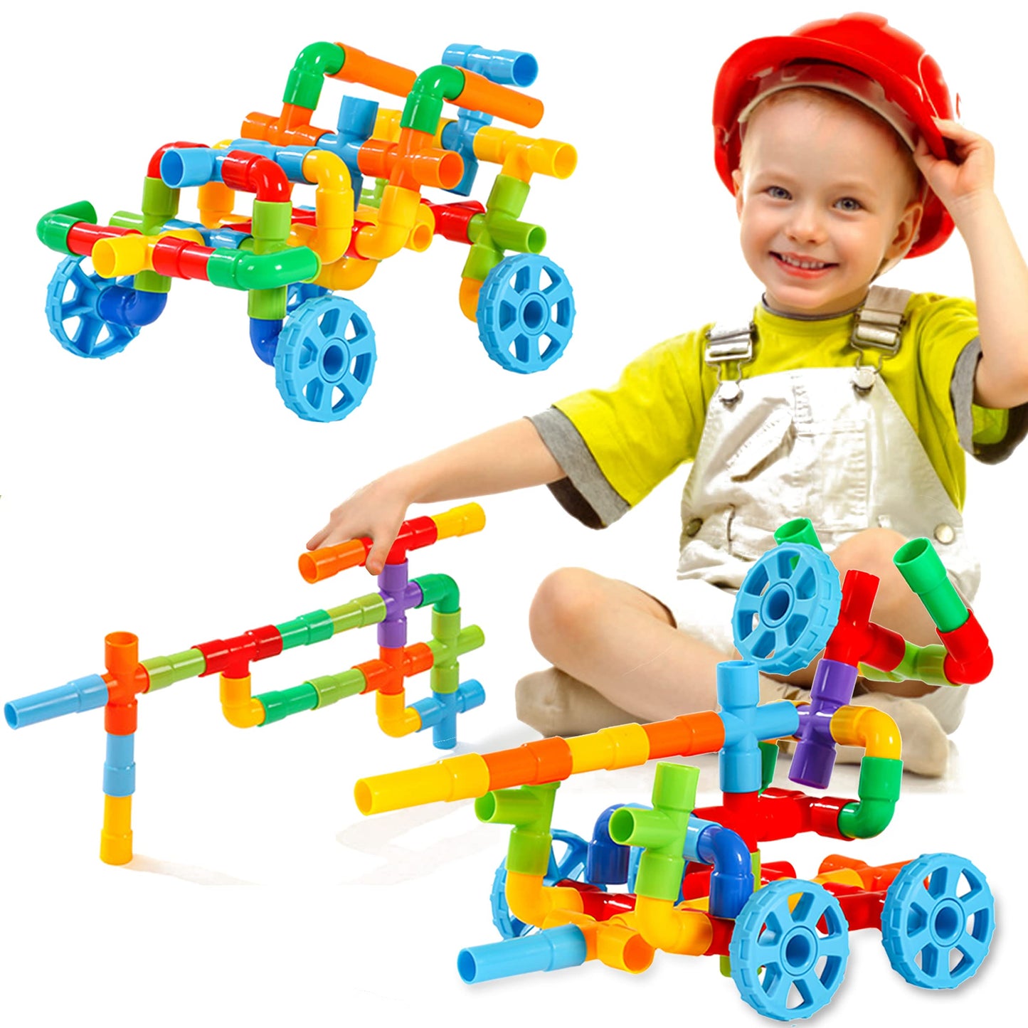 KUTOI Pipe Building Toys, Early Learning Educational Tubular Pipes, Kids Building Blocks, STEM Toys for 3 Year Old + Boys and Girls, 72 Pcs Stim Toy