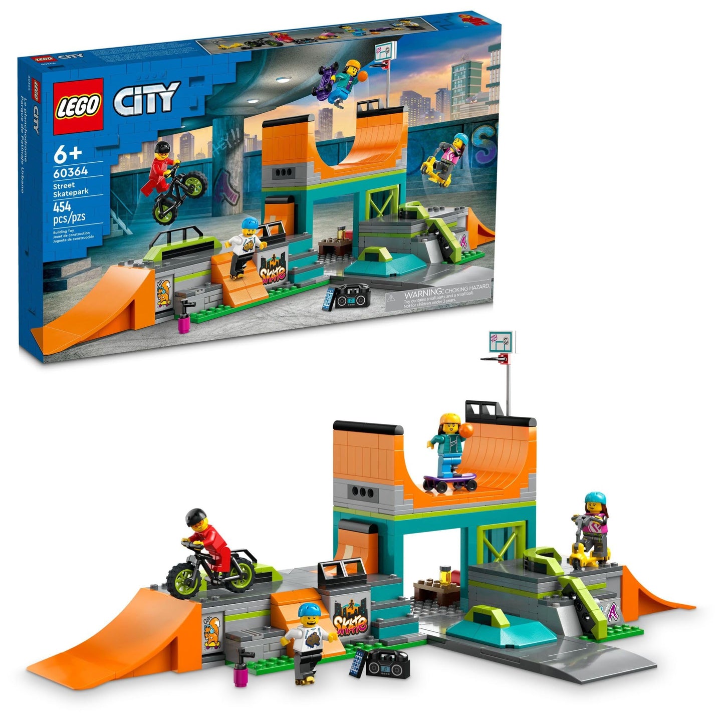 LEGO My City Street Skate Park Building Toy Set, Includes a Skateboard, BMX Bike, Scooter and in-line Skates, Plus 4 Minifigures for Pretend Play, Fun