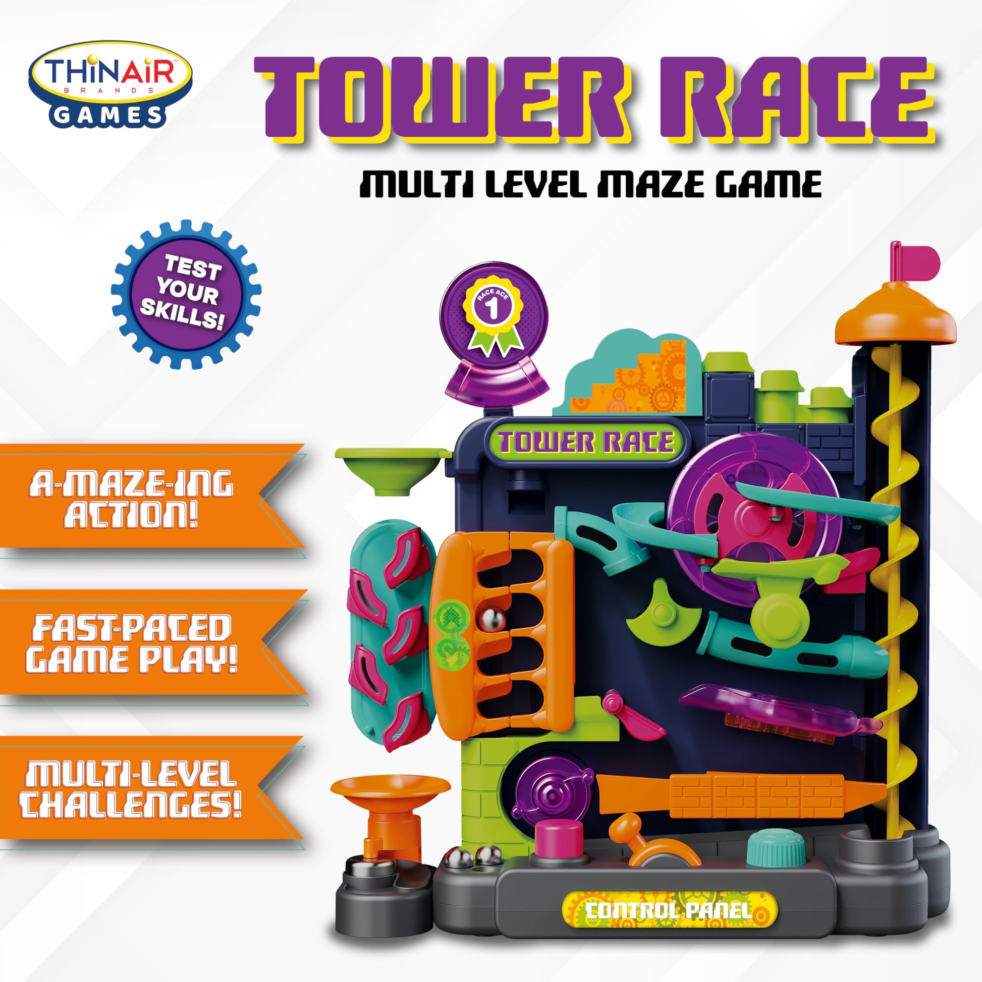 Playful Minds Tower Race Multi-Level Maze Game - A-Maze-ING Action, Multi-Level Challenges, Fast-Paced Control Panel Game - No Batteries Required
