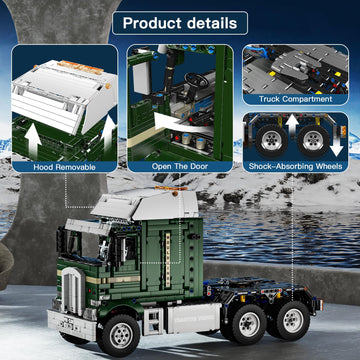 Mould King RC Tractor Truck Building Block, 2181 Pcs Semi Truck Toy