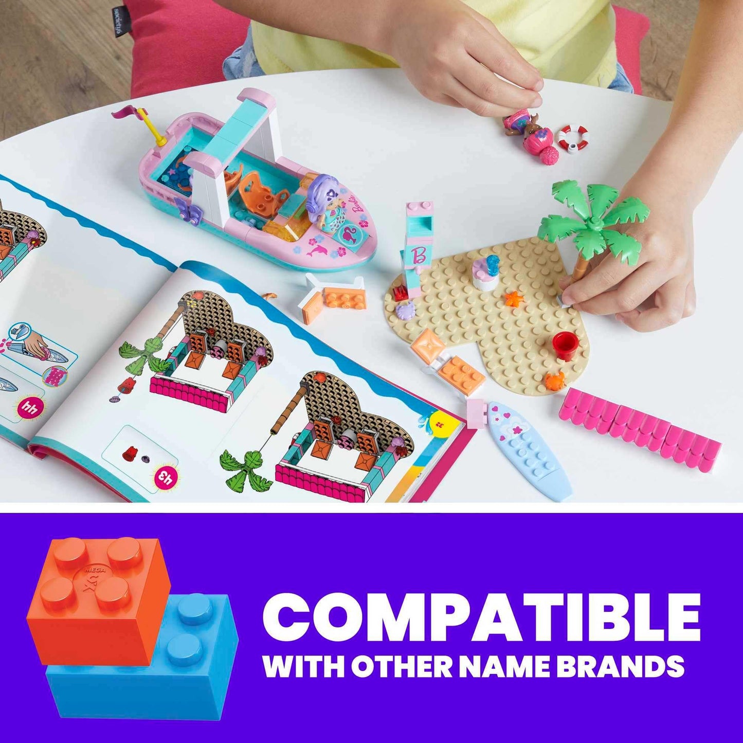 MEGA Barbie Color Reveal Dolphin Exploration Toy Building Set with 10+ Surprises, 2 Micro-Dolls and 2 Dolphins, Toy Gift Set for Girls and Boys, Ages