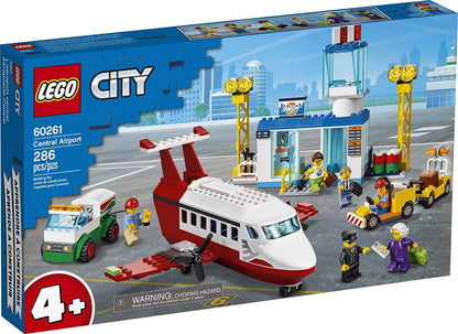 LEGO City Central Airport 60261 Building Toy, with Passenger Charter Plane, Airport Building, Fuel Tanker, Baggage Truck, Cargo and 6 Minifigures