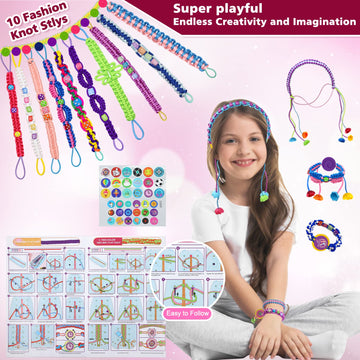 Friendship Bracelet Making Kit for Teen Girls - Arts and Crafts Ideas for Kids Age 6 7 8 9 10-12, DIY Handmade Toys for Birthday Christmas Gifts