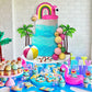 23 PCS Hawaiian Beach Cake Decoration Set Summer Cake Decor with Flamingo Rainbow and Coconut Tree Toppers for Hawaiian Theme Party