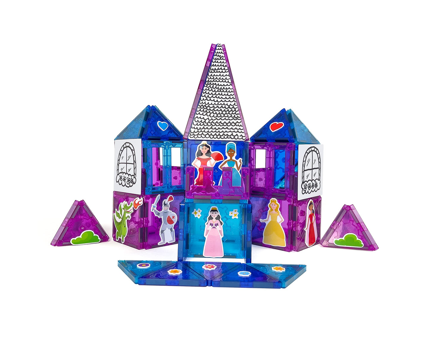 Tytan Tiles Princess Castle 60-Piece Magnetic Tiles Building Set, Adorable Kids’ STEM Toy, Creative Play, Shape & Pattern Recognition, Fine Motor